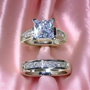 🌷Bridal Engagement Wedding Rings Set